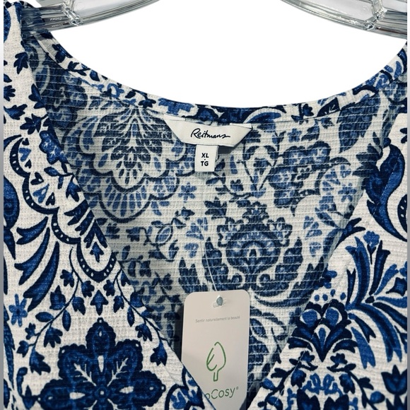 NWT, Reitmans, Blue and White Floral Maxi Wrap Dress, Size XL - Picture 3 of 9